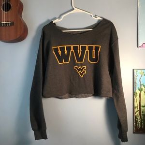 WVU cropped open neck sweatshirt